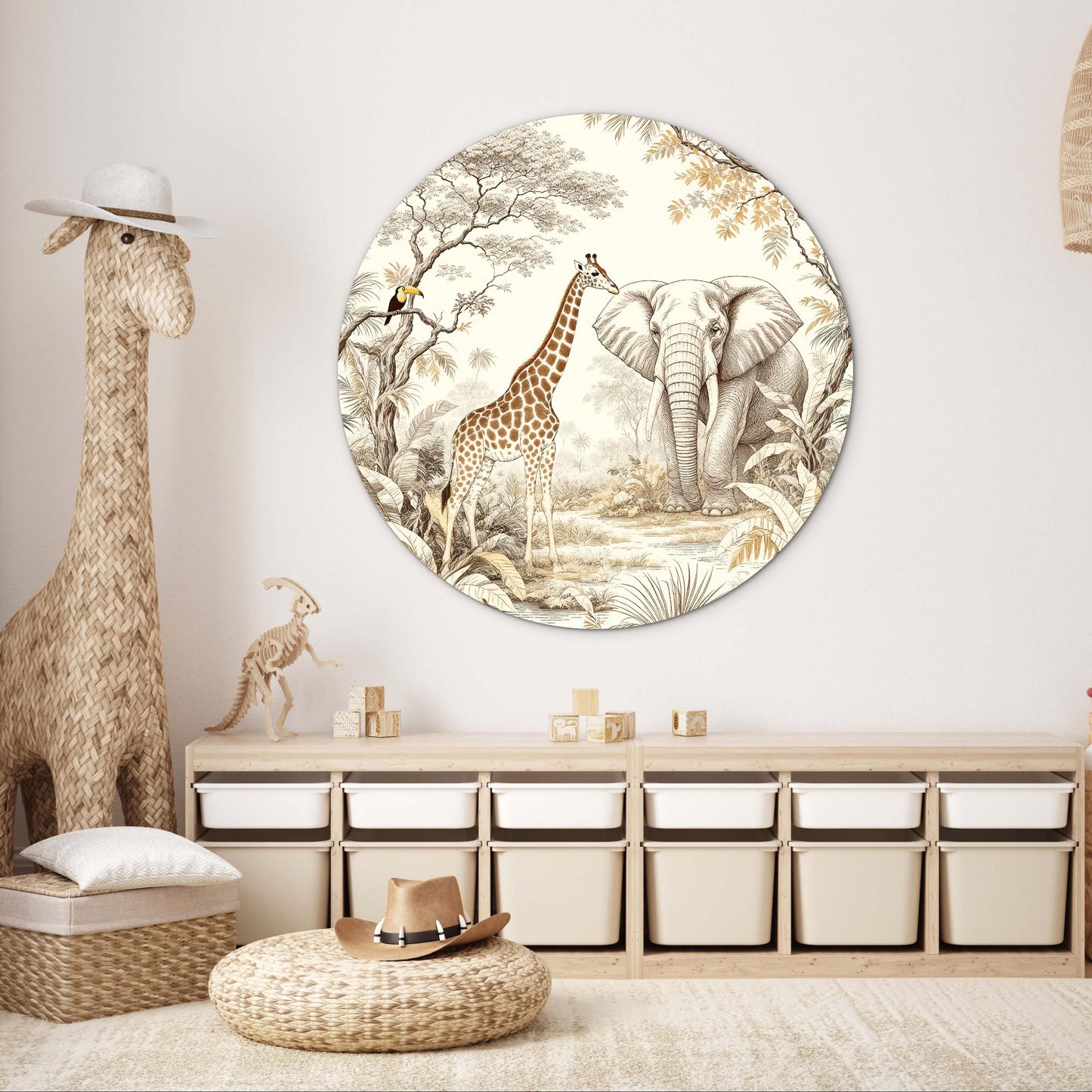 Muursticker voor baby- en kinderkamer met jungledieren