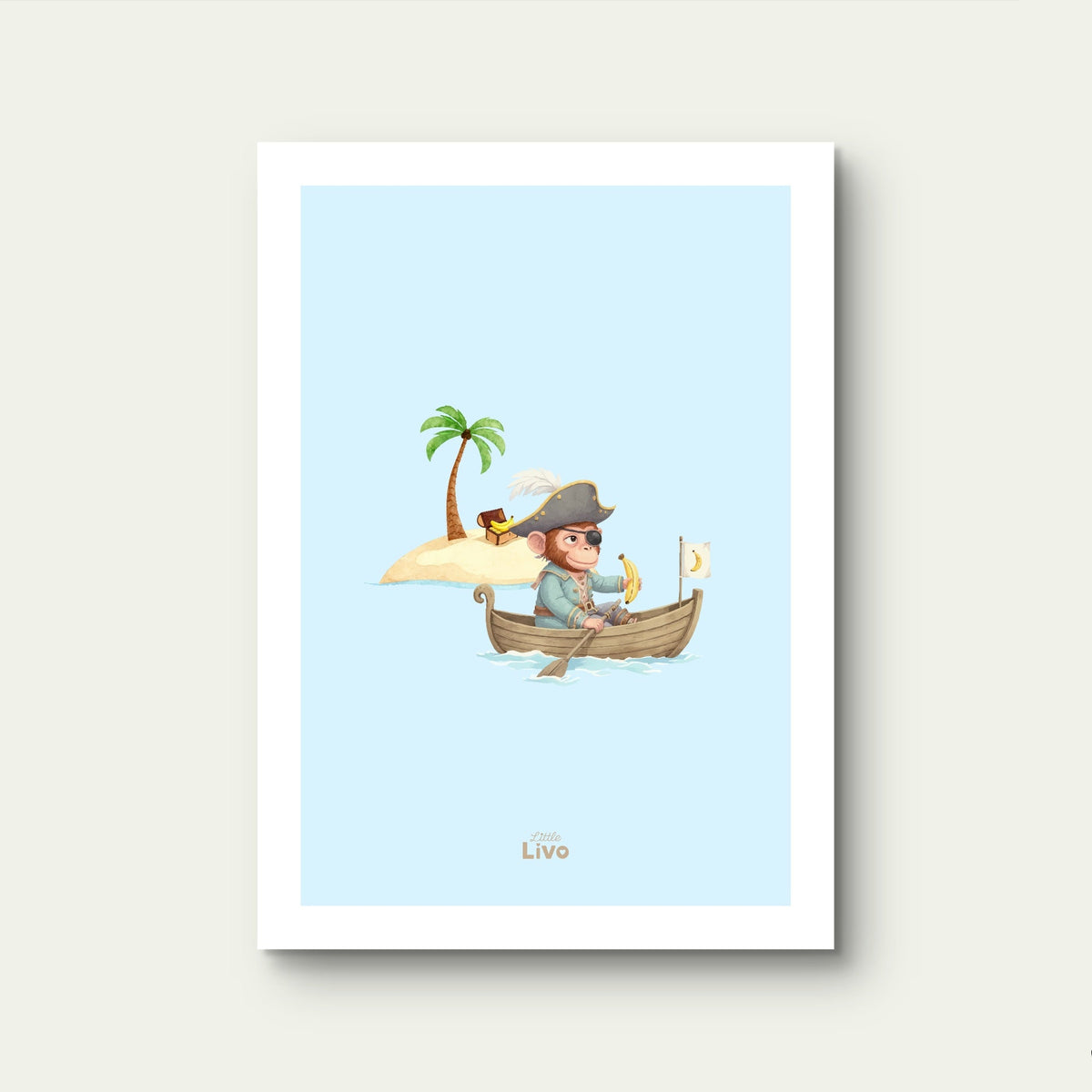 Aap Piraat poster – Muurdecoratie Kinderkamer