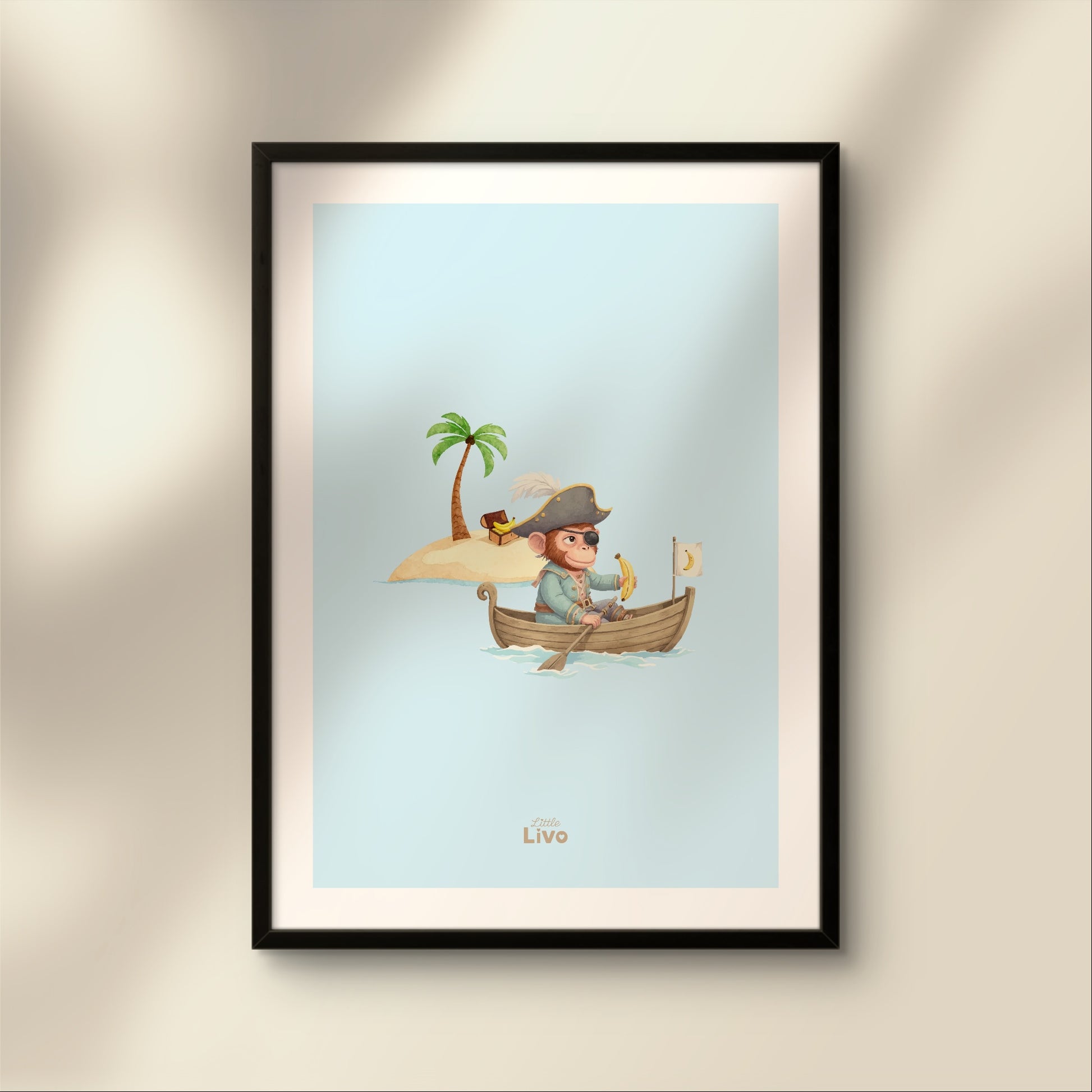 Aap Piraat poster – Muurdecoratie Kinderkamer