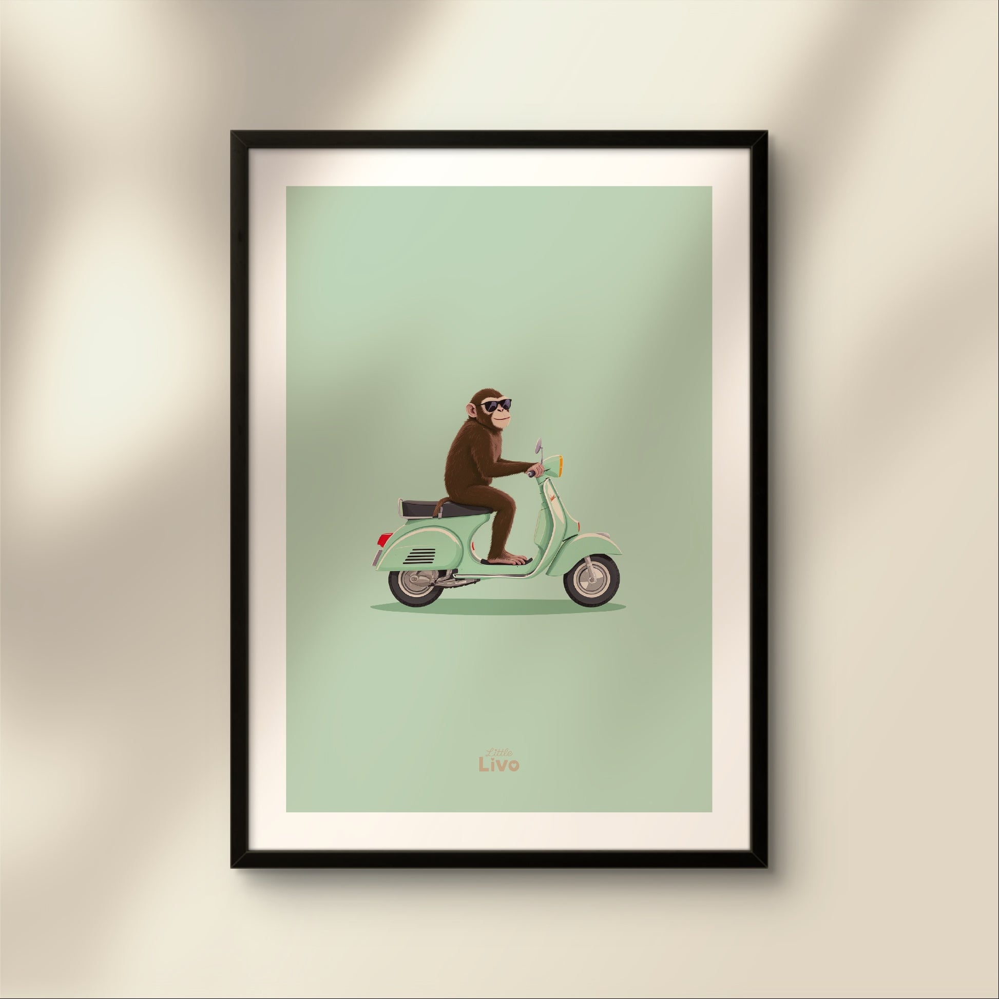 Coole Scooter Aap poster – Muurdecoratie Kinderkamer