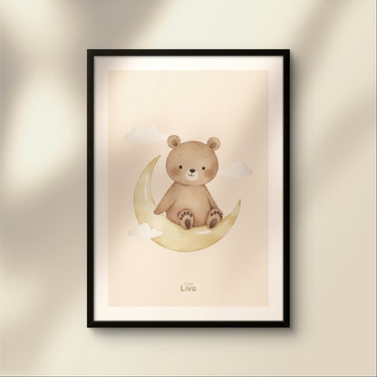 Beertje op de Maan poster – Muurdecoratie Kinderkamer