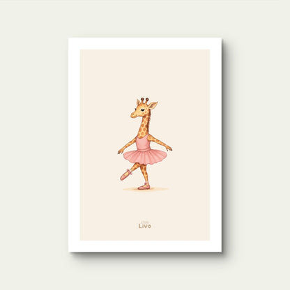 Ballerina Giraf poster – Muurdecoratie Kinderkamer