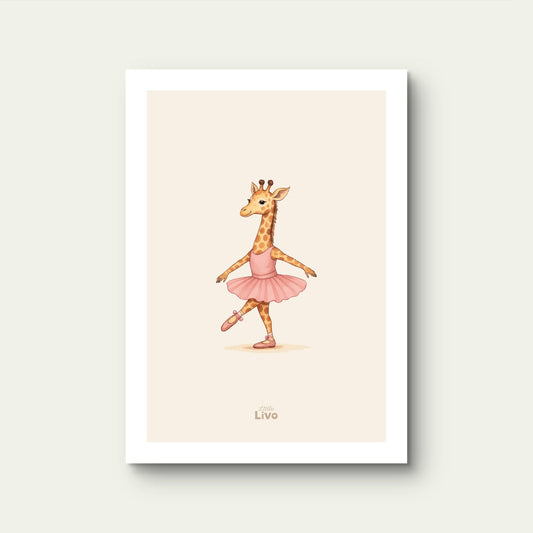 Ballerina Giraf poster – Muurdecoratie Kinderkamer