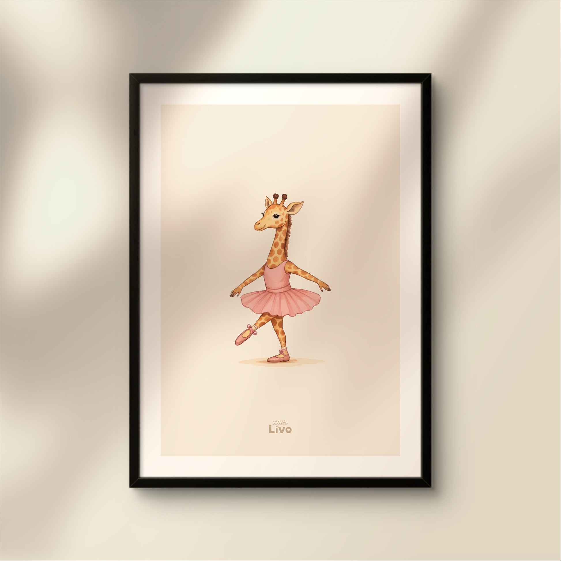 Ballerina Giraf poster – Muurdecoratie Kinderkamer