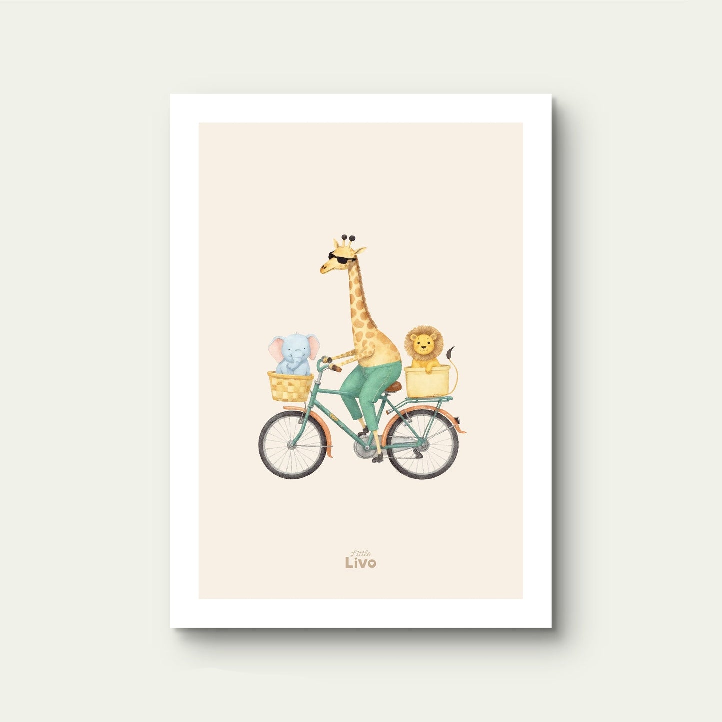 Dieren op Fietsavontuur poster – Muurdecoratie Kinderkamer