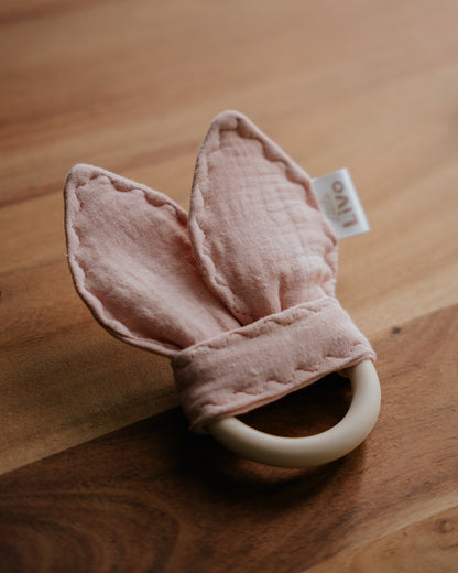 Handgemaakte Silicone Bijtring met Konijn oortjes