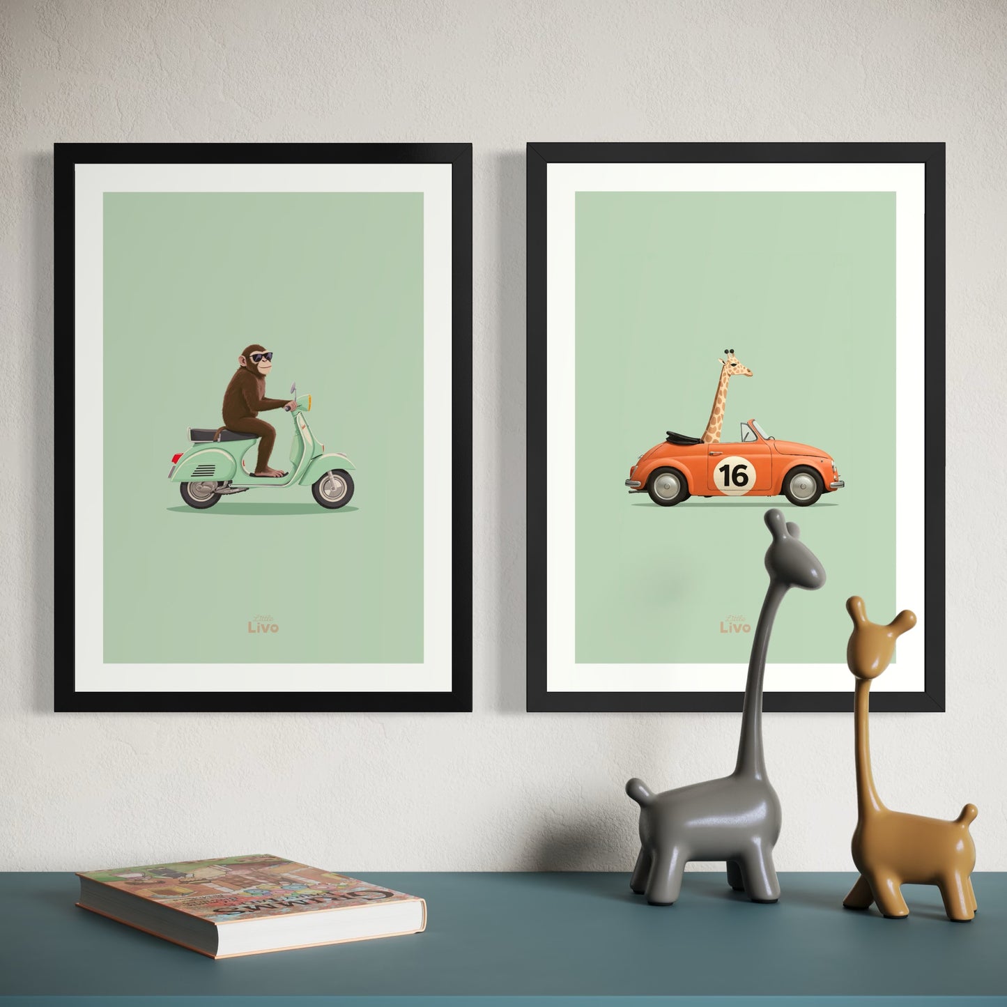 Coole Scooter Aap poster – Muurdecoratie Kinderkamer