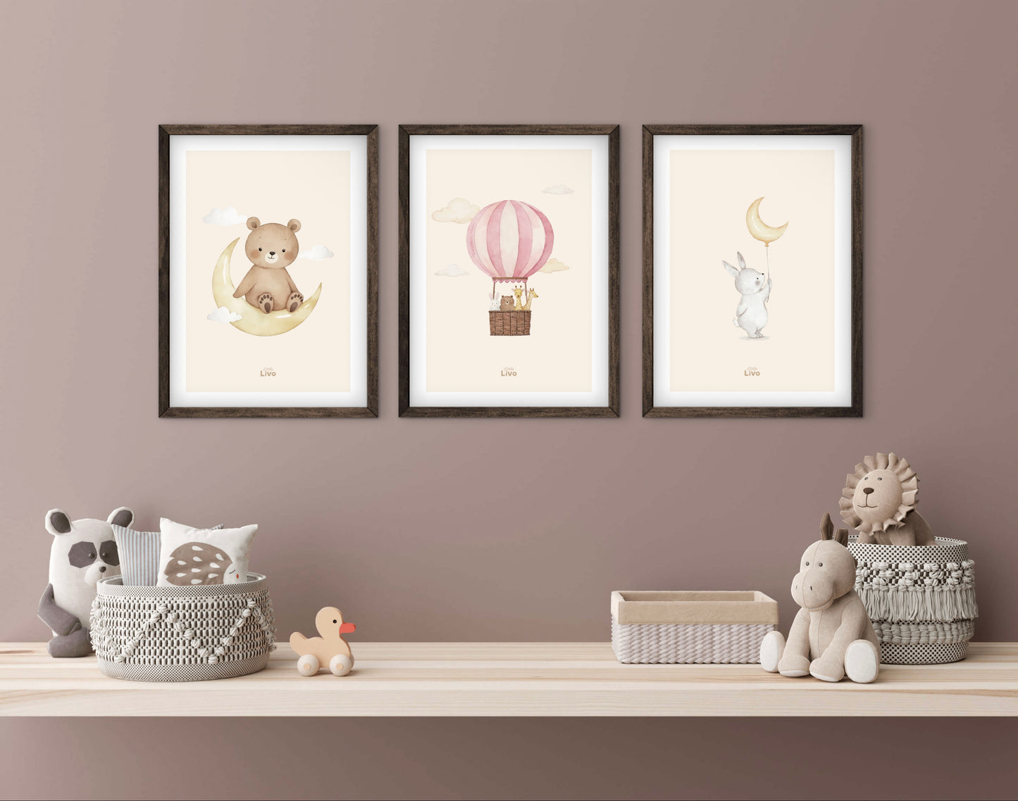 Konijn en de Maan poster – Muurdecoratie Kinderkamer