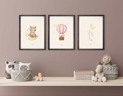 Konijn en de Maan poster – Muurdecoratie Kinderkamer