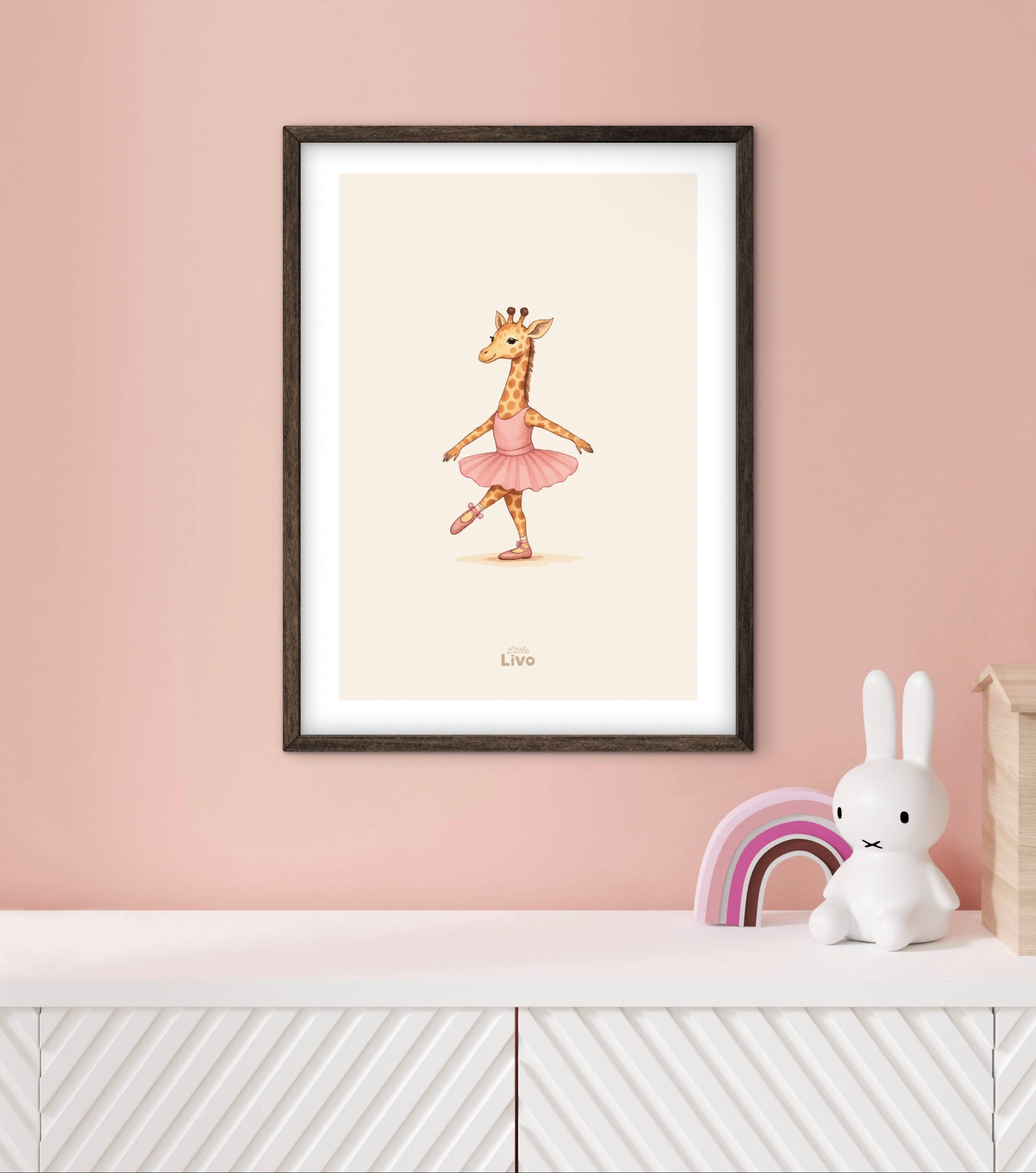 Ballerina Giraf poster – Muurdecoratie Kinderkamer