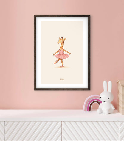 Ballerina Giraf poster – Muurdecoratie Kinderkamer