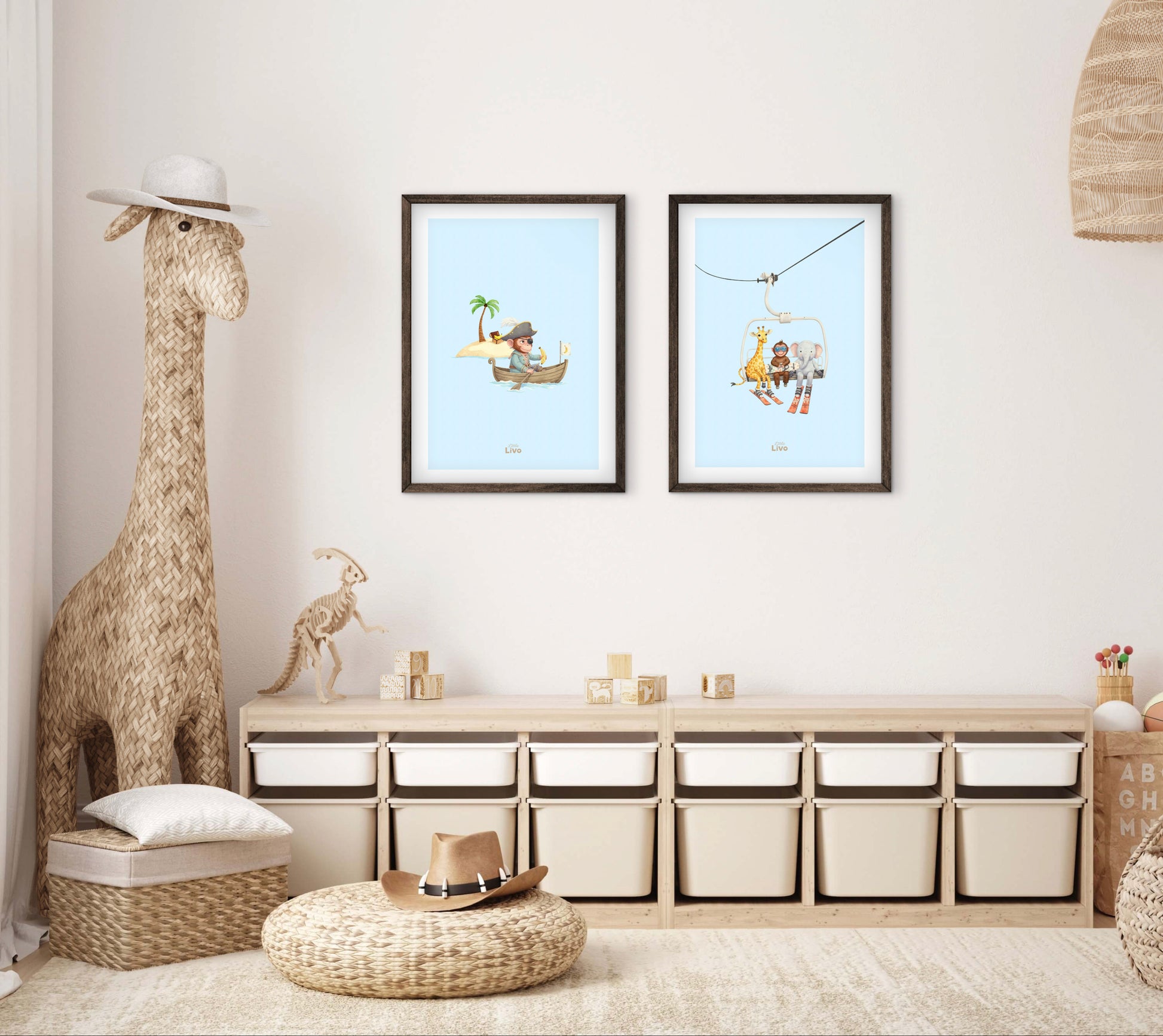 Aap Piraat poster – Muurdecoratie Kinderkamer