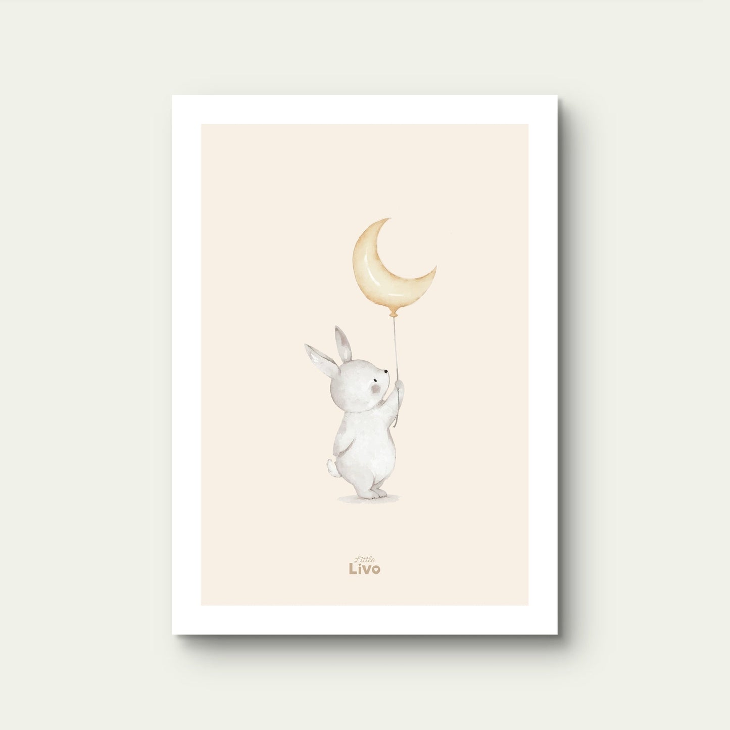Konijn en de Maan poster – Muurdecoratie Kinderkamer