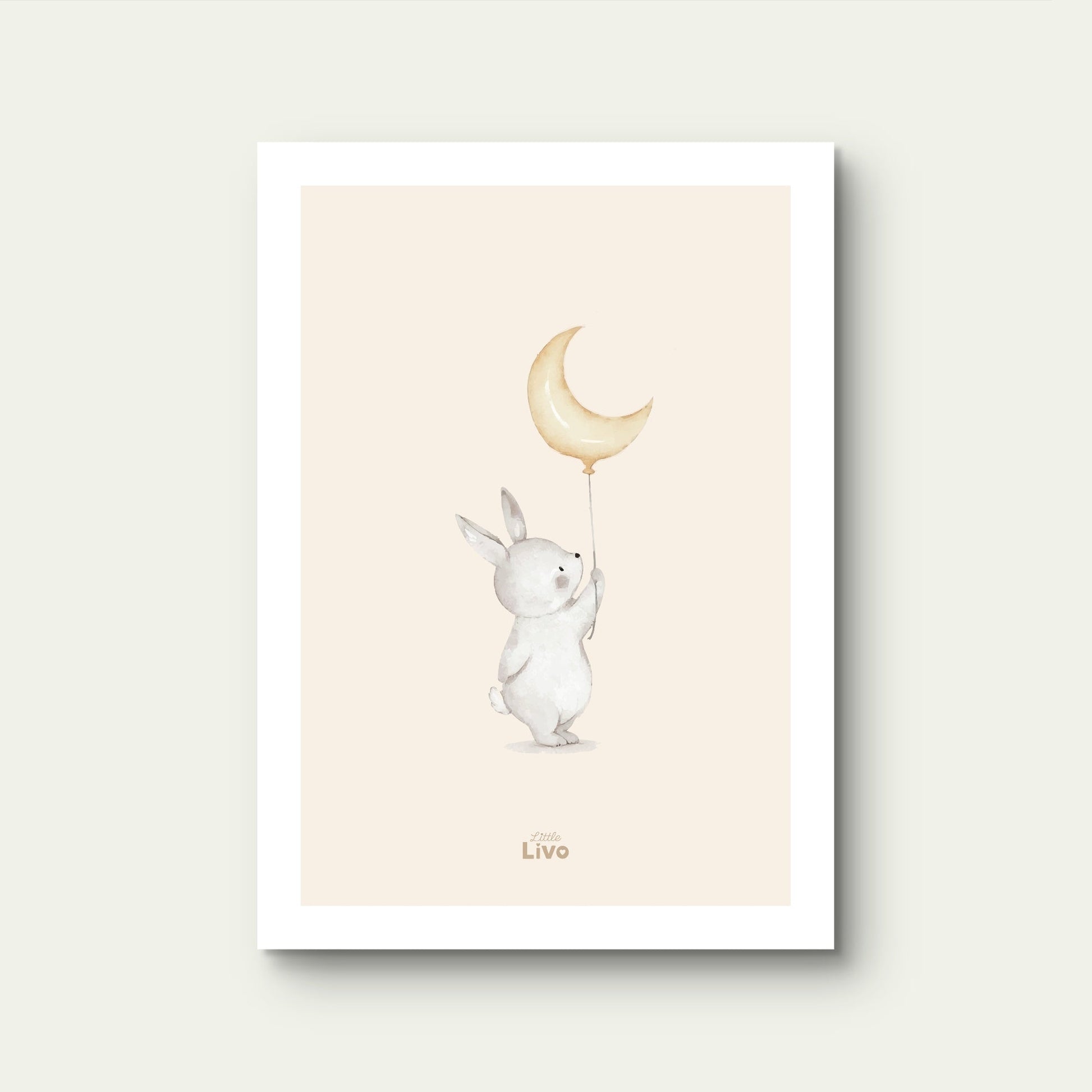 Konijn en de Maan poster – Muurdecoratie Kinderkamer