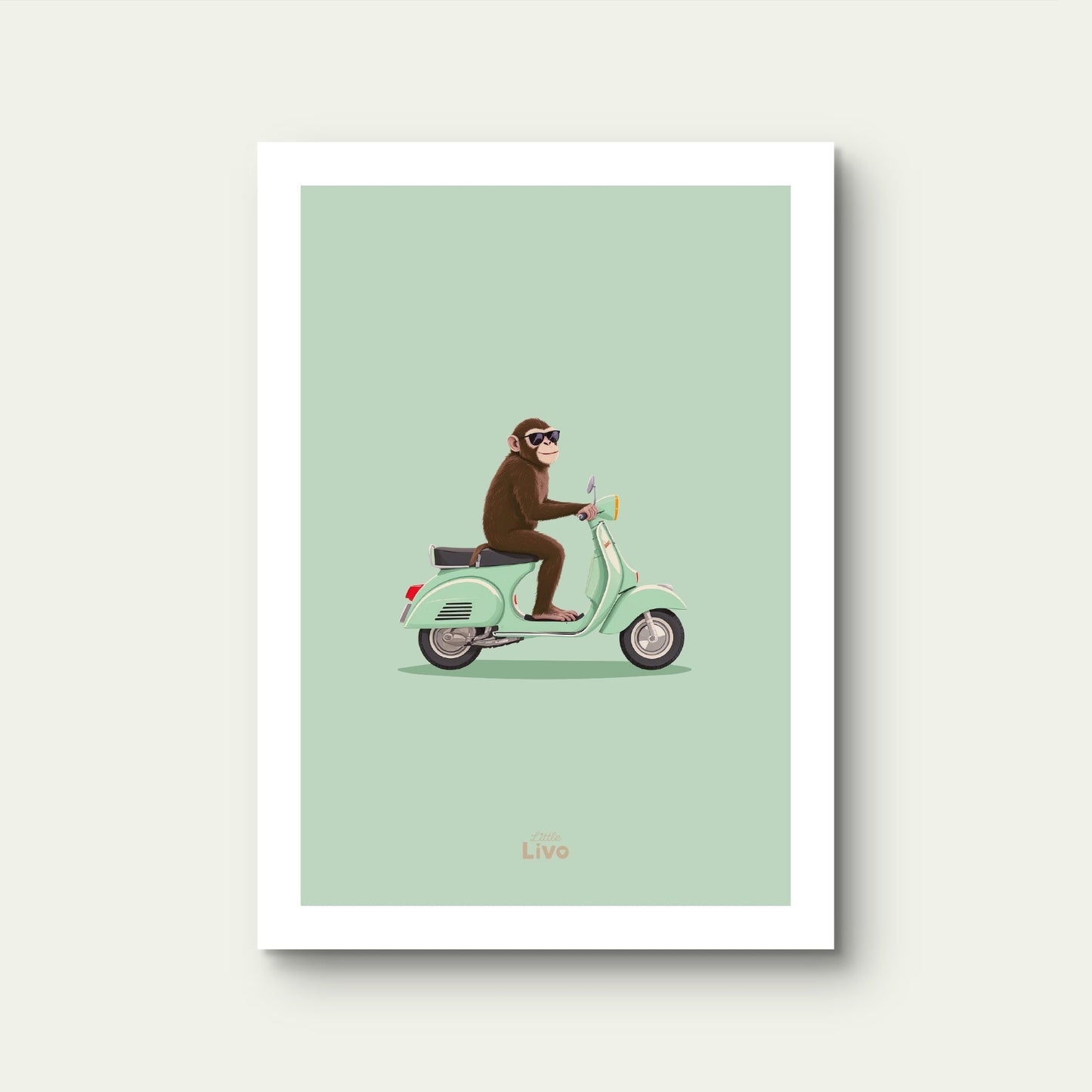 Coole Scooter Aap poster – Muurdecoratie Kinderkamer